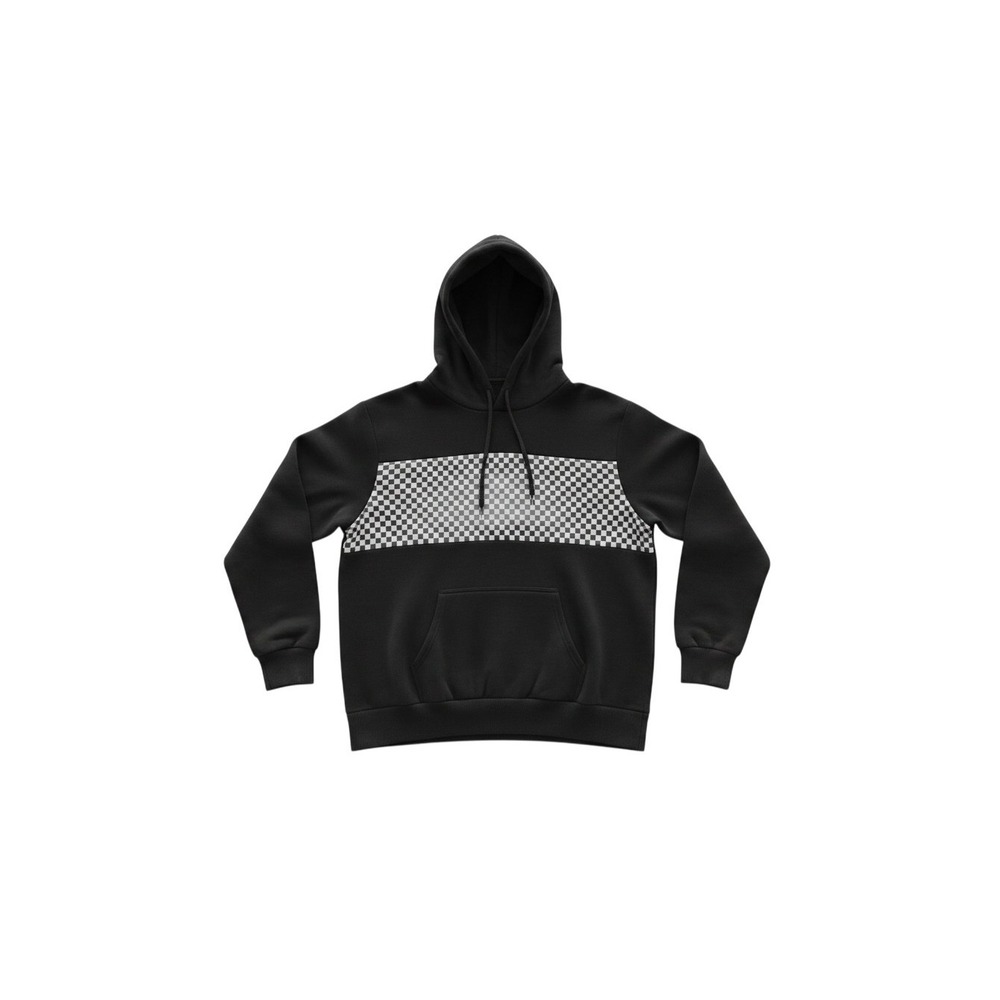 Rue21 Hoodie Mens XL Black New Checkered Graphic Band Drawstring Sweatshirt